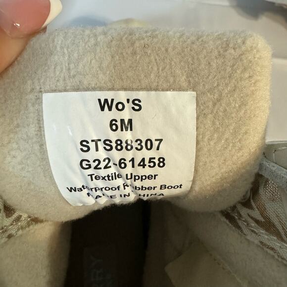 Sperry Women's Saltwater Waterproof Duck Boots Rain Boots Cream Gold Size 6M - Picture 8 of 9